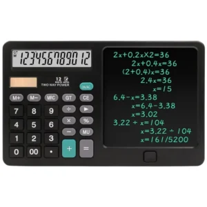 Functional Calculator with LCD Writing Tablet | Model DS-837X | 2-in-1 Digital Calculator & Reusable Notepad | Solar & Battery Powered | Stylus Pen
