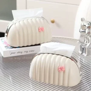Shell Shape Tissue Box Holder | Elegant Wave Pattern Tissue Dispenser | Decorative Napkin Holder for Home & Office