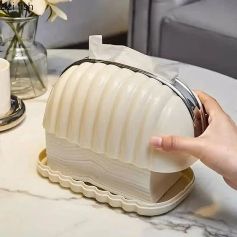Shell Shape Tissue Box Holder | Elegant Wave Pattern Tissue Dispenser | Decorative Napkin Holder for Home & Office - Image 4