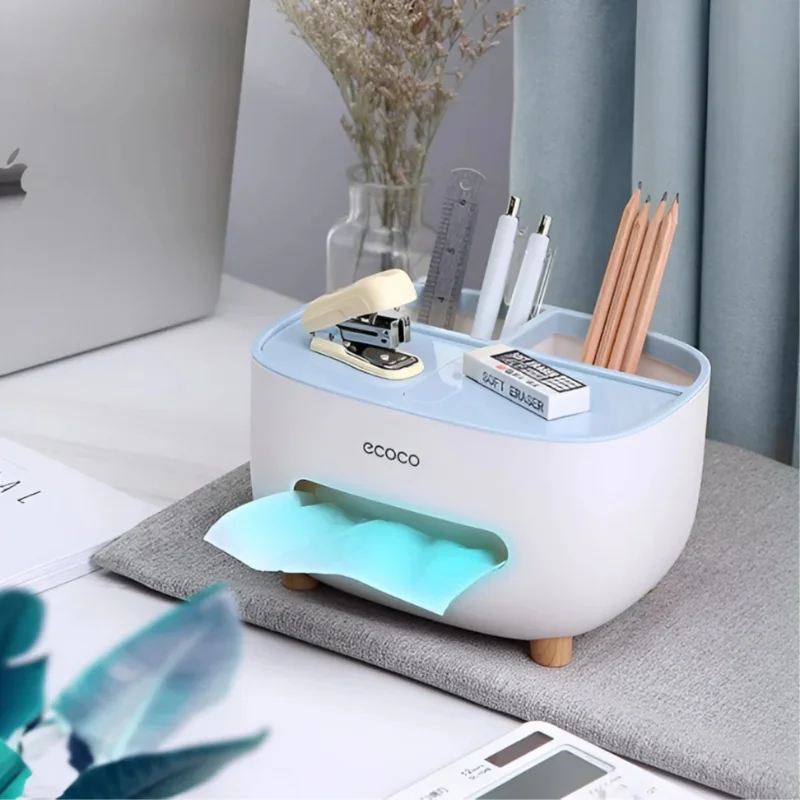 ECOCO Tissue Box with Multifunctional Storage Drawer | Creative Desk Organizer & Tissue Holder | Remote Control & Stationery Organizer | Kitchen, Living Room & Office - Image 5