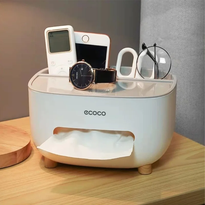 ECOCO Tissue Box with Multifunctional Storage Drawer | Creative Desk Organizer & Tissue Holder | Remote Control & Stationery Organizer | Kitchen, Living Room & Office - Image 6