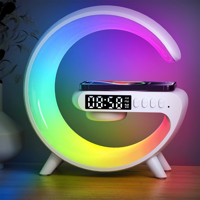 G63 Bluetooth Speaker with Wireless Charger | Atmosphere Wake-Up Light | Bedside Music Lamp | Multi-Mode Lighting - Image 4