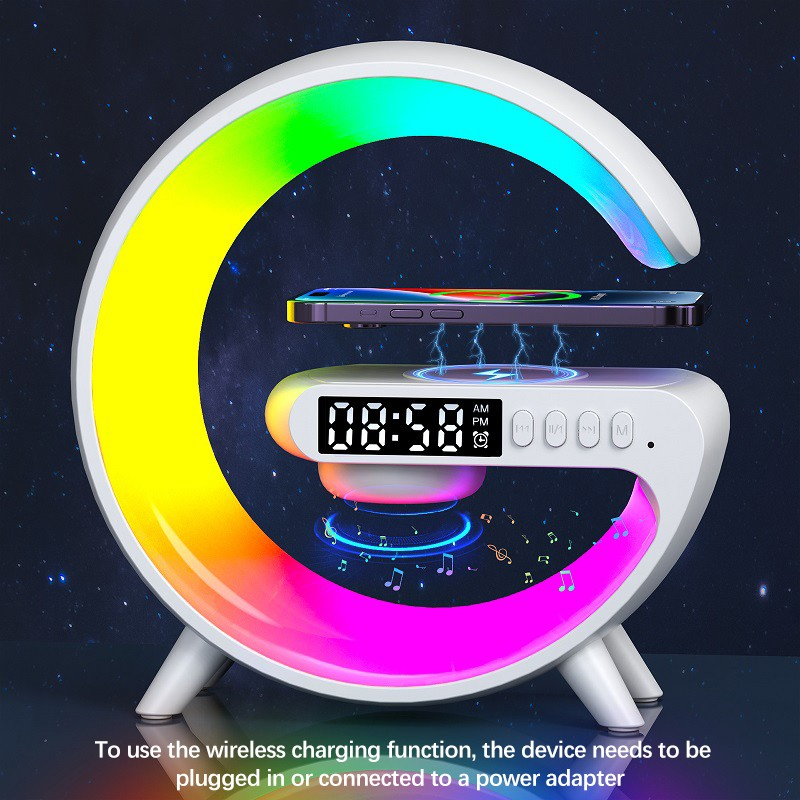 G63 Bluetooth Speaker with Wireless Charger | Atmosphere Wake-Up Light | Bedside Music Lamp | Multi-Mode Lighting - Image 3
