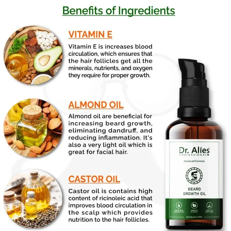 Dr. Alies Professional Beard Growth Oil | Natural Beard Care Oil for Patchy & Thin Beards | Moisturizing, Itch & Dandruff Care | 30ml - Image 6
