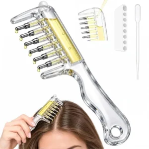 Transparent Hair Oil Applicator Comb | Refillable Scalp Massage Comb with Built-In Oil Reservoir | Leakproof Hair Serum Distribution Brush | Unisex