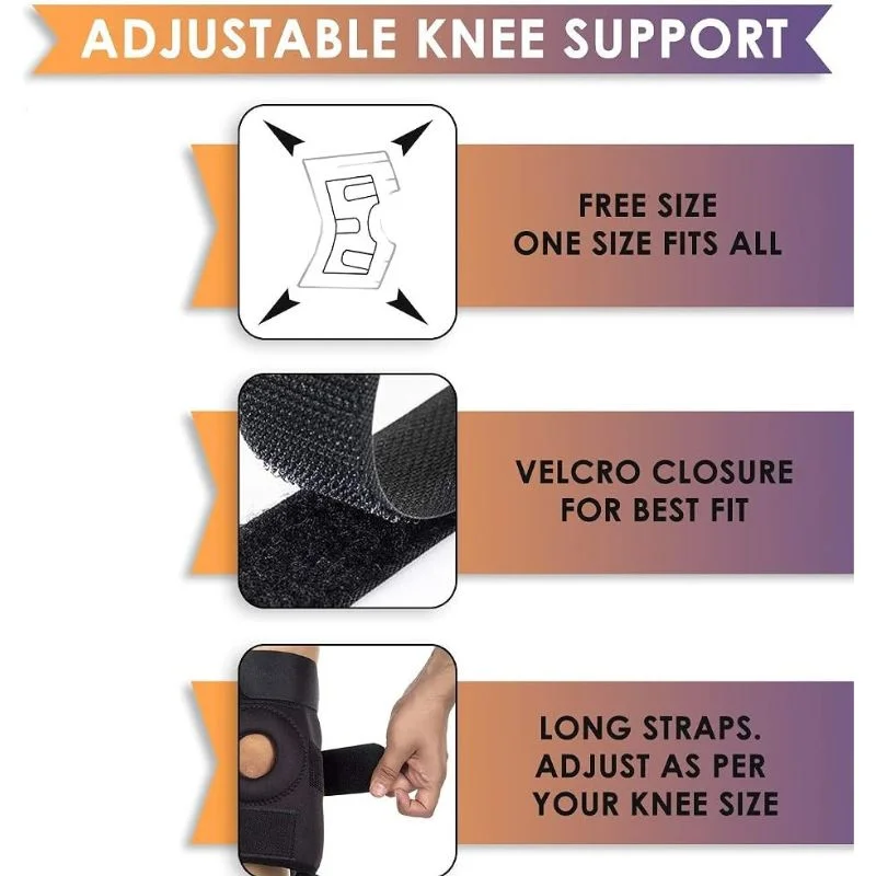 Adjustable Open Patella Knee Support Brace | Compression Knee Cap for Gym, Running, Walking & Sports | Joint Support for Men & Women | Random Color - Image 7
